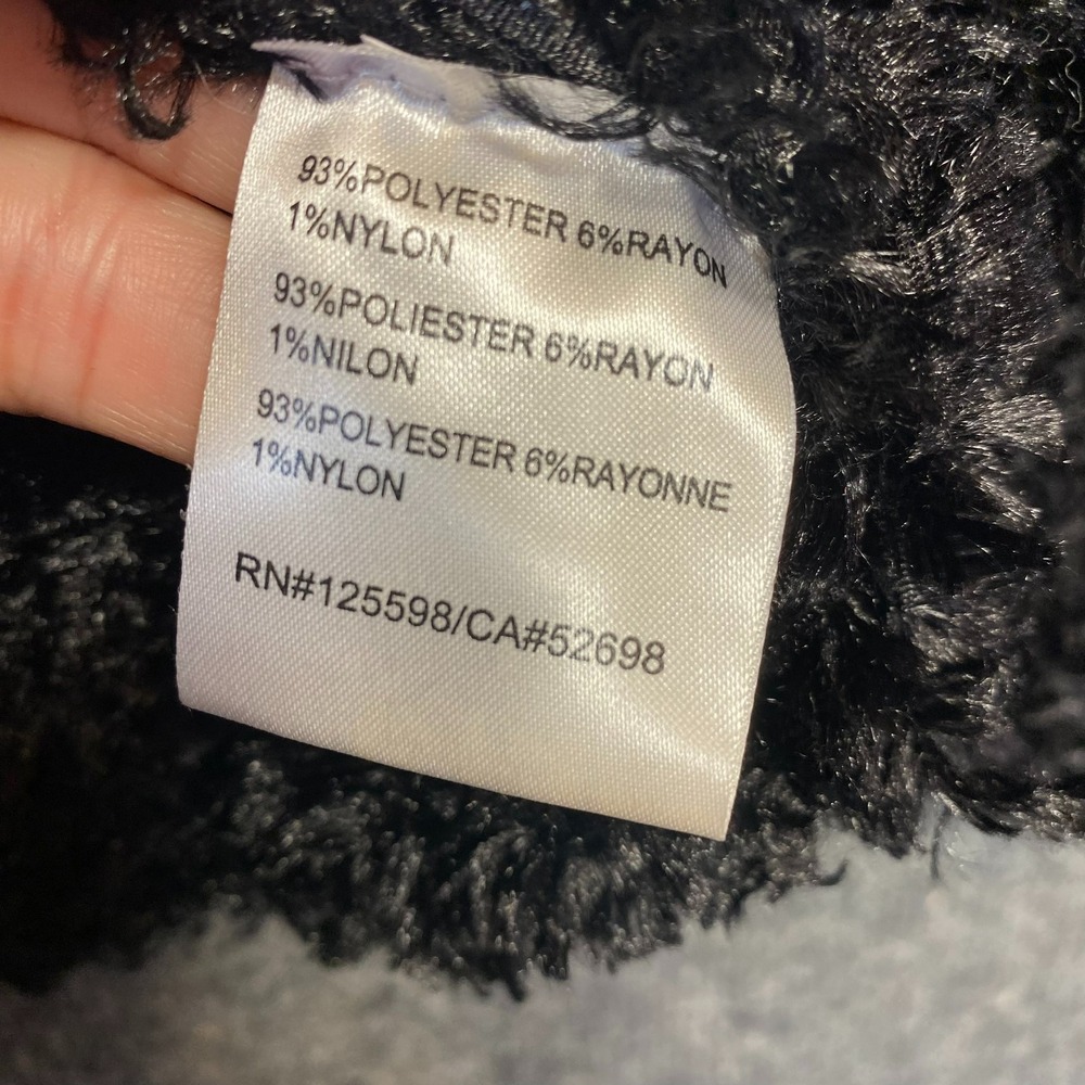 Ellen Tracy Black Fuzzy Eyelash Knit Cardigan Sweater Short Sleeve Womens M/L - Picture 3 of 6